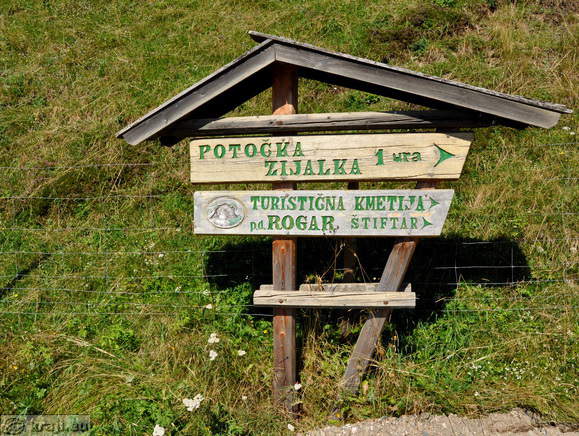Path to Potocka zijalka Cave and tourist farm Rogar