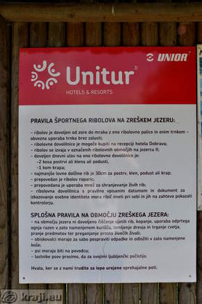 The rules of sport fishing on Zrece Lake