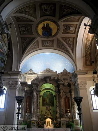 Ceiling in the back part of the church