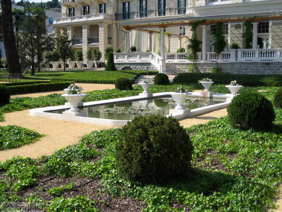Small pond in the park in front of Kempinski Palace Portoroz Hotel