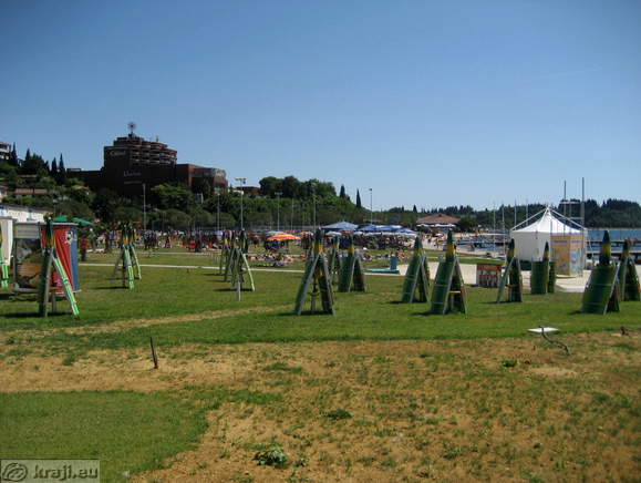 Deck chairs on Portoroz beach