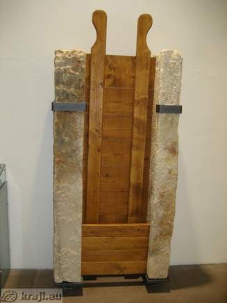 Wooden sluice gate in museum
