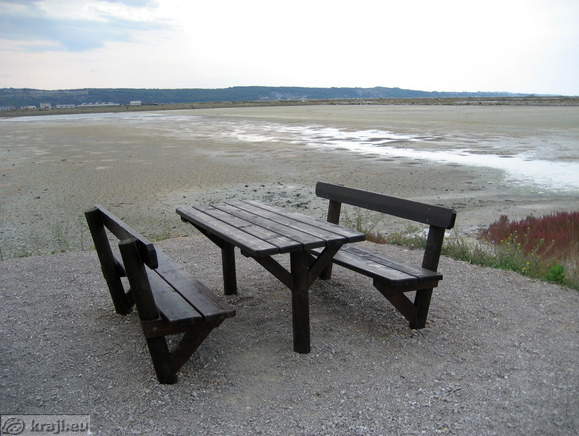 Bench at the entrance into Secovlje Salina Nature Park