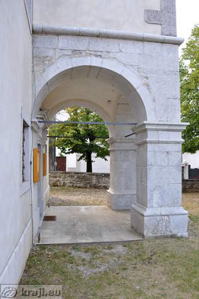 At the entrance into the church
