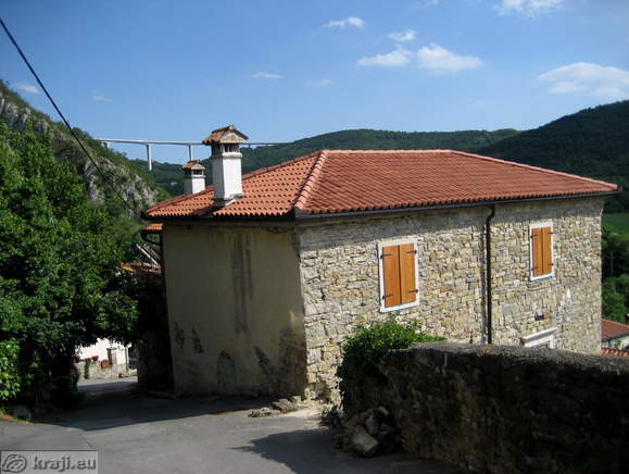 View of viaduct Crni Kal and the road that leads to the church in Osp