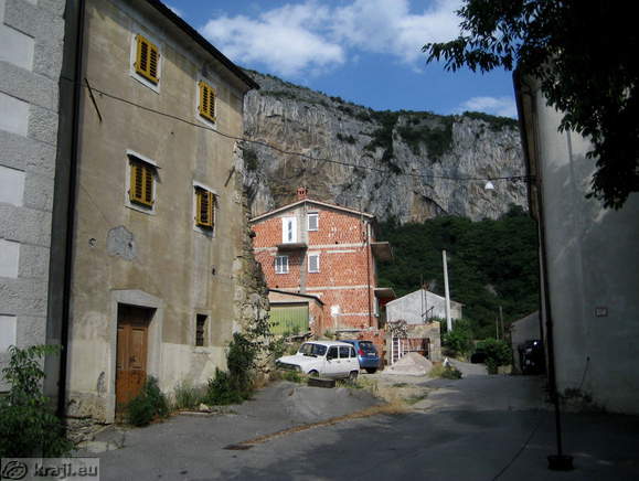 View of Osp rock wall from village Osp