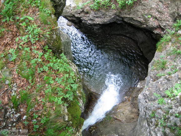 View of troughs from footbridge