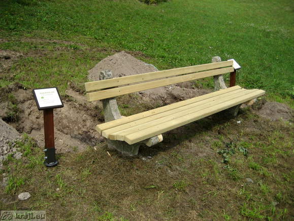 Bench near Water House with location of Blagaj and Freyer lime tree