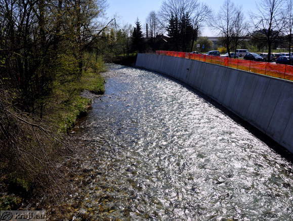 Kamniska Bistrica River at the Sport Hall in Kamnik