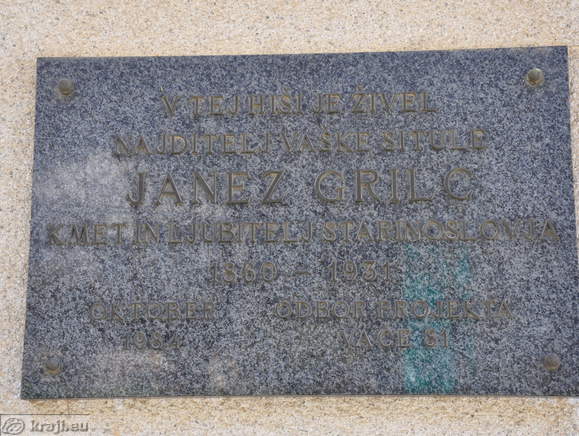 Memorial plate - Janez Grilc