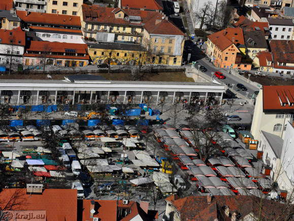 Ljubljana Central Market from the Ljubljana Castle