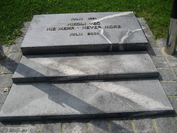 Memorial park Nikoli vec - memorial plaque for 10th anniversary of war for Slovenia independance