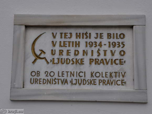Memorial plate - Editorship of Ljudska pravica