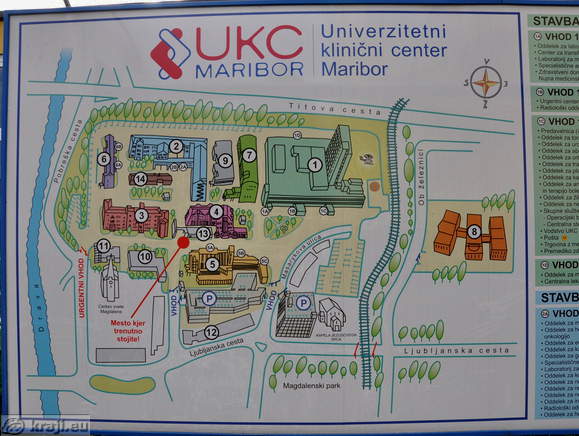Map of the buildings in University Medical Centre Maribor