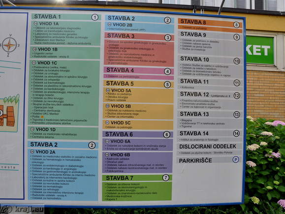 Departments in the buildings of the UKC Maribor