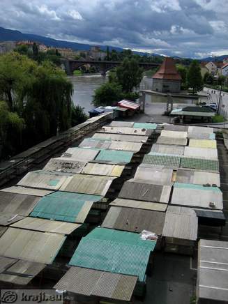 View of Old bridge, Water Tower, market hall ... from Tito Bridge
