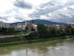 River Drava - Church of St. Magdalena and Pohorje from Tito Bridge 