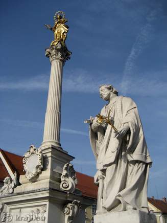 Plague Column and one of statues nearby