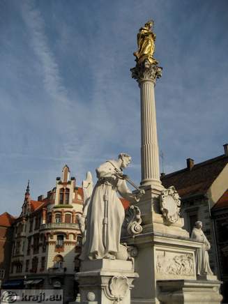 Plague Column dates from 1743 is the work of the Maribor baroque sculptor Jozef Straub