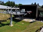 Lower station - View of the lower station of the cable railway from the upper side 