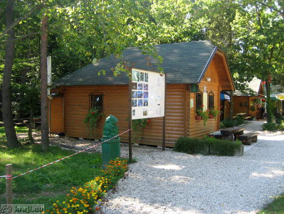 Information log cabin at the entrance in park