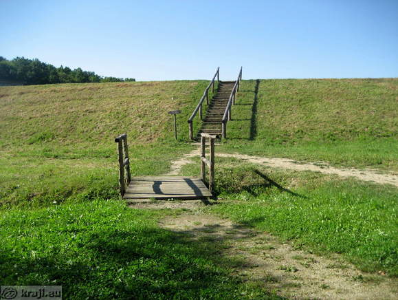 Stair to the top of dike near the Lake of Bukovnik