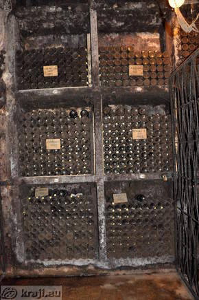 Bottles of wine in the wine archive