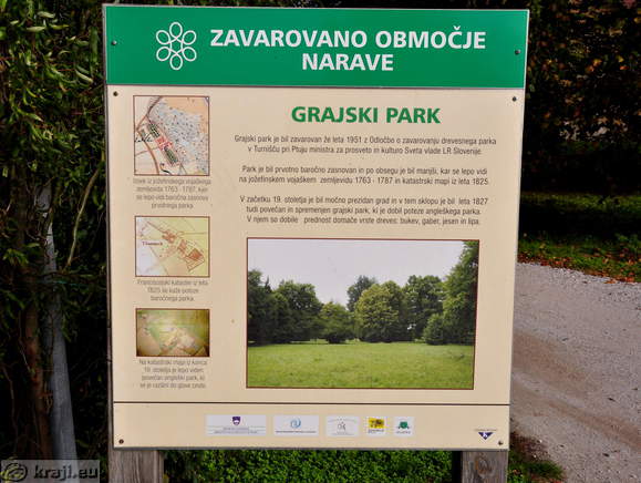 Grajski park pri gradu Turnišče - Informativna tabla